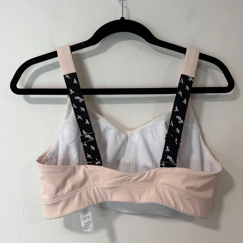 Oiselle Esther Sports Bra Large Light Pink Adjustable Bird Straps High Support